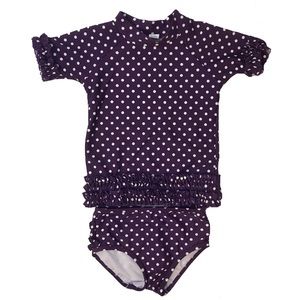 🎈SOLD🎈Rufflebutts Toddler Girl Purple Polka Dot Swimsuit
